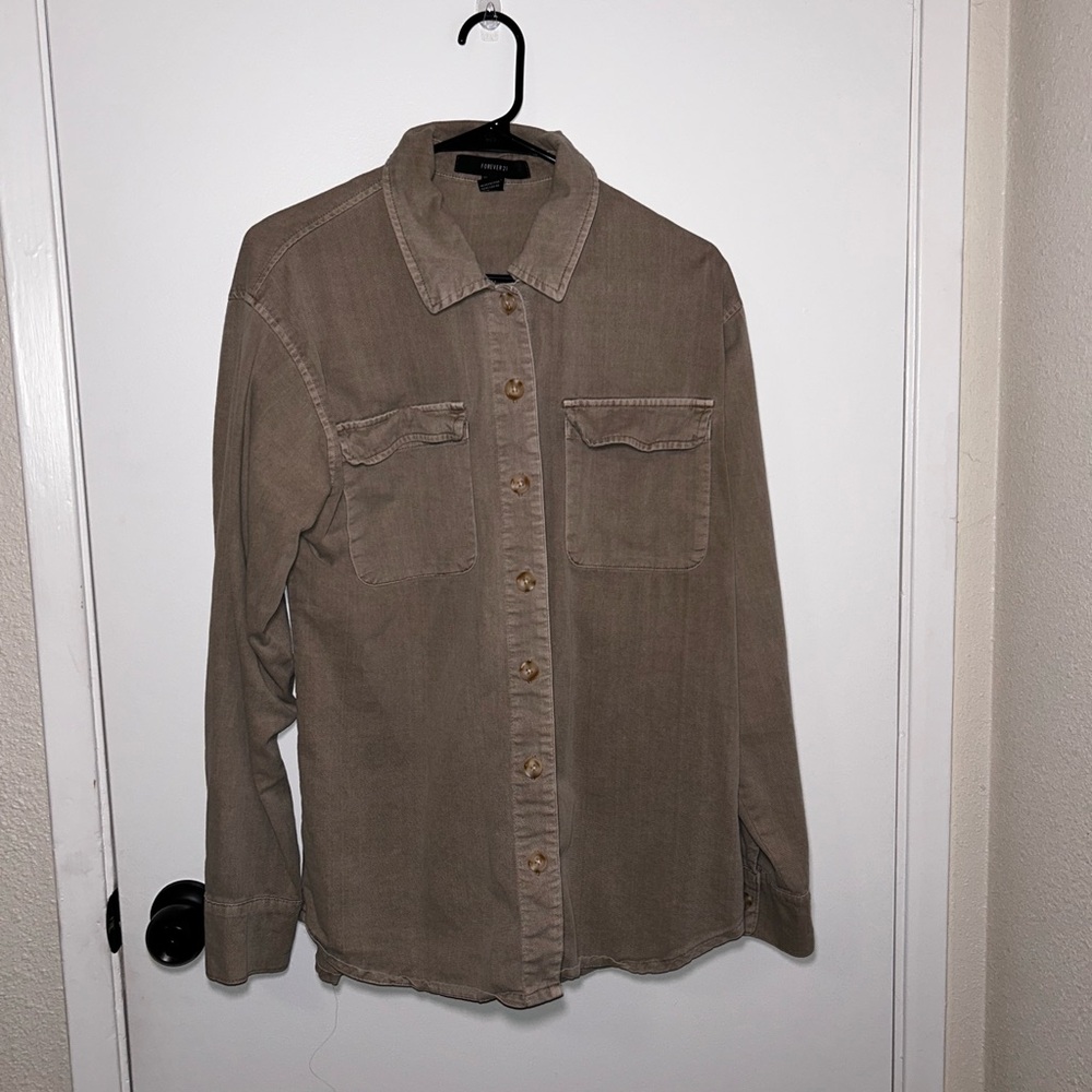 Forever 21 Beige Collared Shirt
